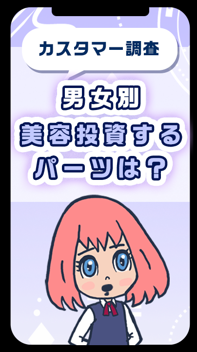 【カスタマー調査】男女で異なる美容投資　お金をかけたいパーツは？